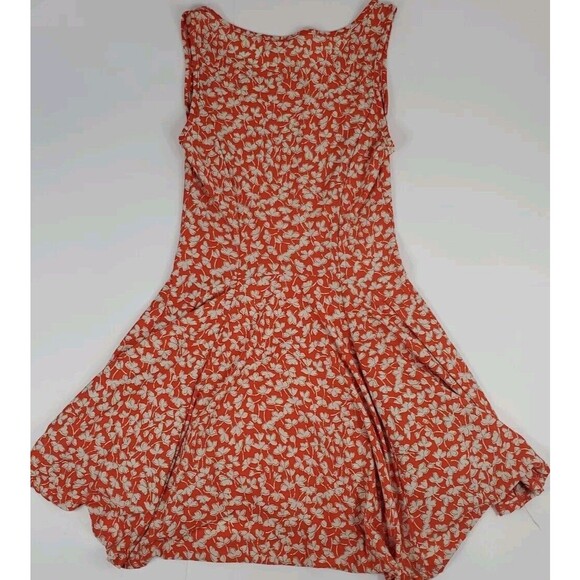 Lovley Day Dress Fit And Flare Orange Floral Rayon  Boho Chic Cottage Core‎ - Picture 4 of 8